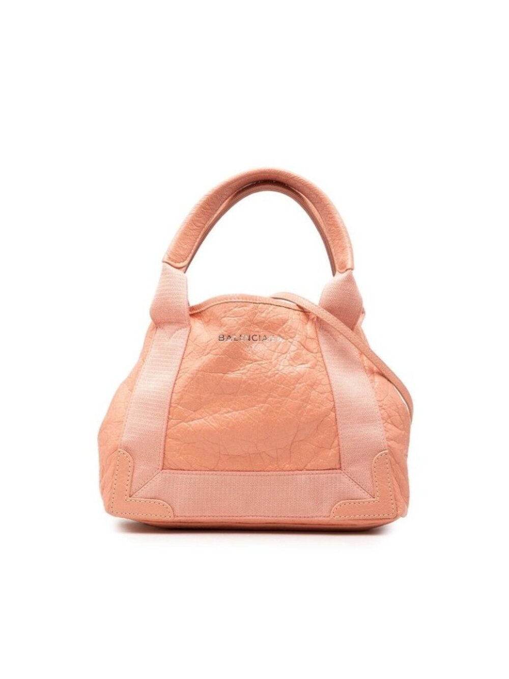 Balenciaga Navy Cabas XS 2-Way Shoulder Bag Pink Leather Canvas